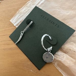 ALL SAINTS GRUNGE SILVER EARRINGS
